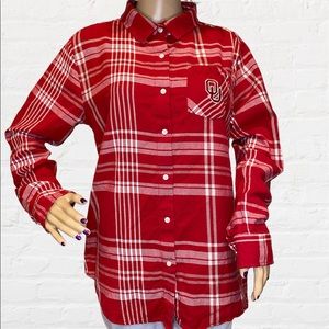 UG Apparel OU Oklahoma University Sooners Flannel Button-Down Shirt Sz Large EUC